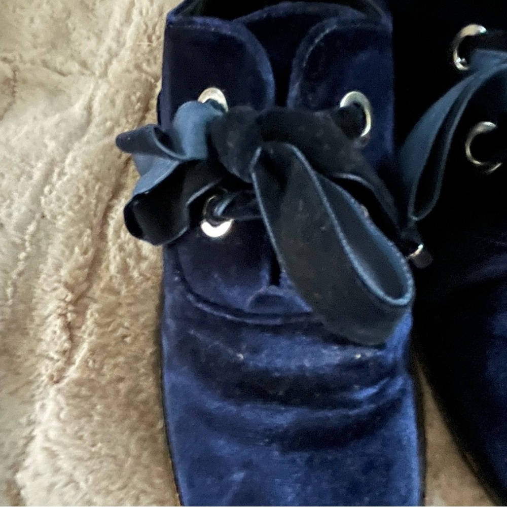Shellys London Blue Velvet Loafers with Ribbon Laces - 40 - Picture 4 of 10